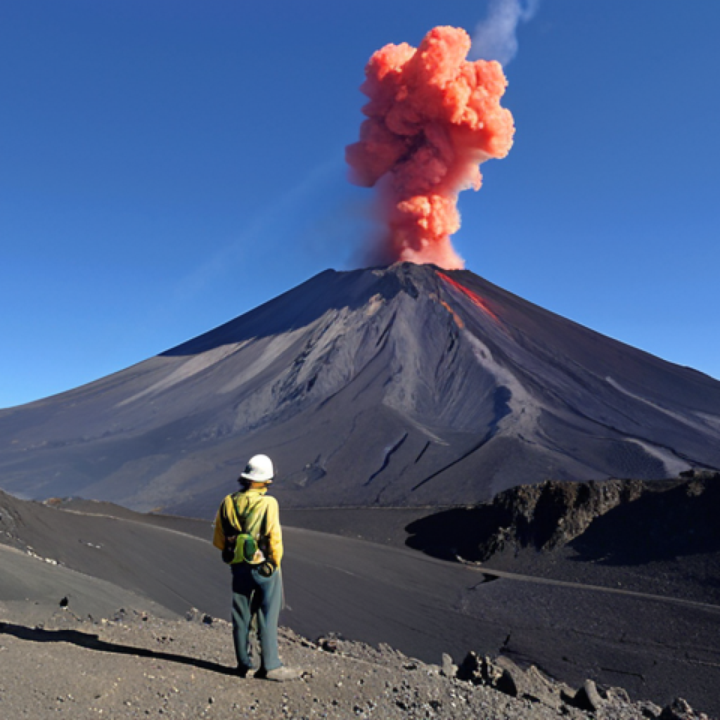 A determined geophysicist monitors the subtle tremors of an active volcano, akin to Mount Etna. Advanced equipment like seismographs and thermal cameras are visible around them, suggesting a high-tech observatory. The scene captures the raw power of nature alongside the meticulous, protective work of scientists, emphasizing humanity's effort to understand and predict Earth's dynamic pulse.