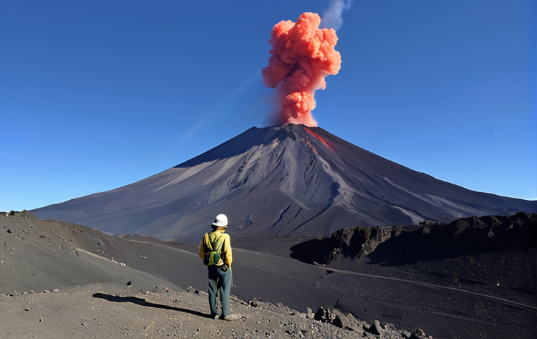 A determined geophysicist monitors the subtle tremors of an active volcano, akin to Mount Etna. Advanced equipment like seismographs and thermal cameras are visible around them, suggesting a high-tech observatory. The scene captures the raw power of nature alongside the meticulous, protective work of scientists, emphasizing humanity's effort to understand and predict Earth's dynamic pulse.